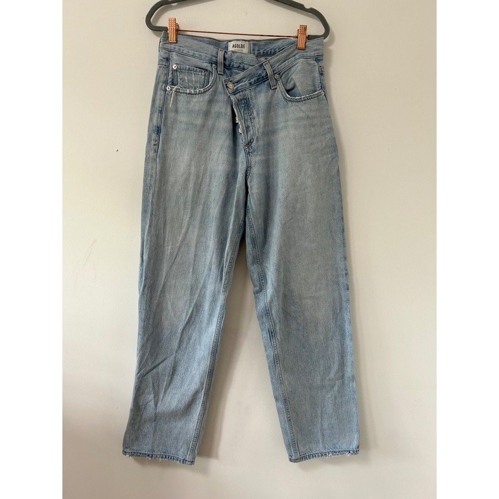 Agolde Criss Cross Jean Women 26 Light Wash Asymmetric Streetwear Denim
